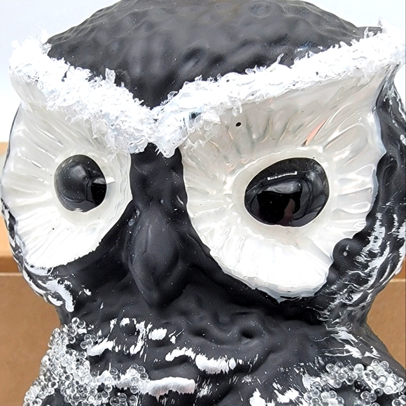 New Black Owl Christmas Ornament Handmade Mouth-Blown Glass - Picture 2 of 4